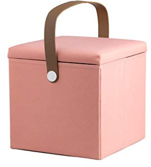 MHBGX Simple Pliant Tabouret Multifonctionnel, Salon de Stockage Tabouret Pliant Portable Une Variété de L'Espace de Stockage Carré Rose Repose-Pieds - Multi-Couleur Chaise En Option,Rose