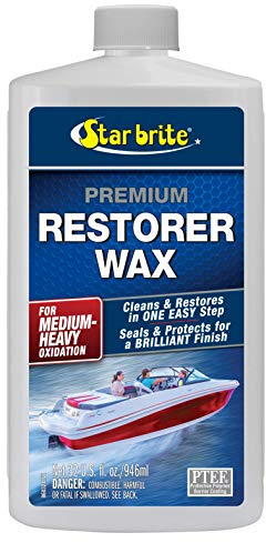 STAR BRITE Premium Restorer Wax – for Medium to Heavy Oxidation – Cleans and Restores in One Easy Step – Helps Provide a Durable Protective Coating with UV Inhibitors for a Brilliant Finish