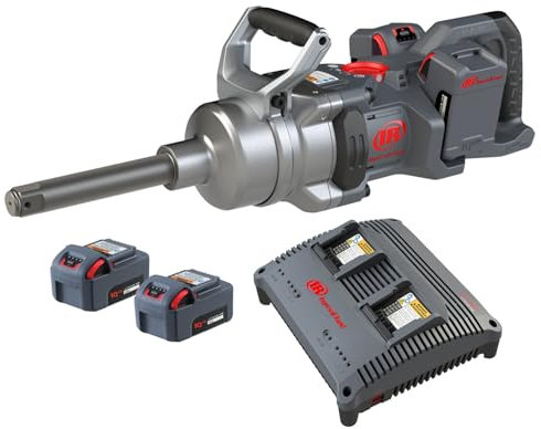 Ingersoll Rand Power Tools Model W9691-K4E - 20V High-Torque 1 Drive Cordless Impact Wrench Kit, 3000 ft-lbs Nut-Busting Torque, 4 Batteries and Charger, 6 Extended Anvil