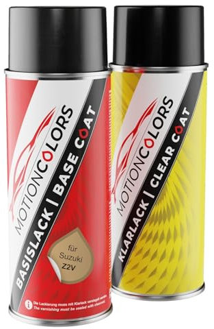 MOTIONCOLORS Mars Gold Metallic Z2V für Suzuki Autolack Sprühdosen Set Basislack Klarlack Spraydose 400ml