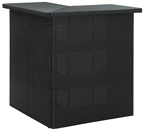 vidaXL Bartisch Ecktisch Stehtisch Tresentisch Küchentisch Bistrotisch Esstisch Bartresen Tisch Küchentresen Schwarz 100x50x105cm Poly Rattan