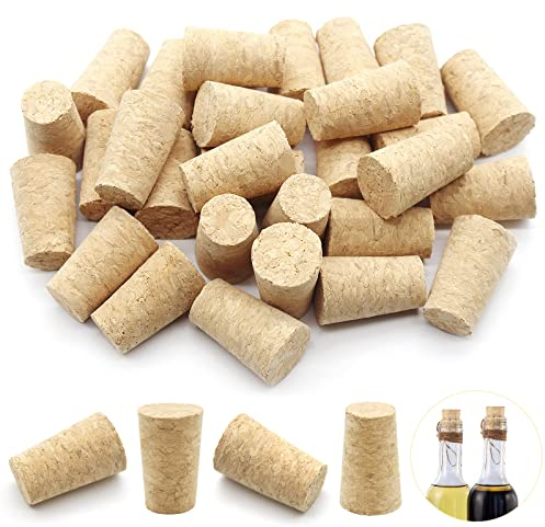 Anvin 30 Pack Wood Corks Plugs Tapered Blank Natural Wooden Corks Replacement for Wine, Beer, Liquor Bottles, Cork Crafts (0.87x0.67x1.38inch)
