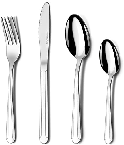 Hunnycook Cutlery Set, 32-Piece Stainless Steel Cutlery Set for 8 People, Flatware Silverware Set with Spoon, Knife and Fork Sets, Ideal for Home/Party/Restaurant, Mirror Polished, Dishwasher Safe