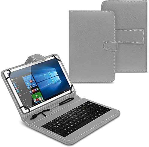 UC-Express Keyboard Tasche kompatibel mit Blackview Tab 90 10,9 Zoll Hülle Case Tastatur QWERTZ Standfunktion USB Cover Case, Farben:Grau