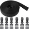 Gurtband Set mit 18 Schnallen, 6 Meter Länge, 20 mm Breite, in Schwarz, Gurt Band aus PET Material, Gurt Riemen Set mit je 6 x 20 mm Steckschnalle, Leiterschnalle, Stegschnalle, Taschengurt DIY Kit