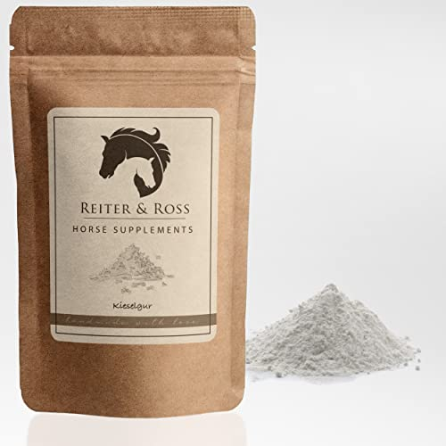 Reiter & Ross Kieselgur Pulver getrocknet (E551c) | fein gemahlen | Zusatzfuttermittel für Pferde | plastikfrei verpackt (500 Gramm)