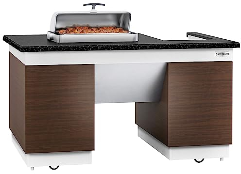 GGM Gastro | KSIN1619 | Kochstation/Zubereitungstisch DUBLIN - 1600mm - schwarze Granit-Arbeitsplatte