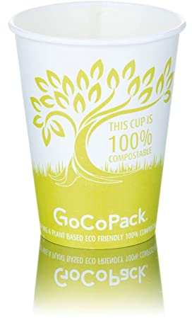 Compostable Paper Cups: Pack of 50-8oz (227ml) or 12oz (340ml) Eco Friendly 100% Compostable Single Wall Paper Coffee Cups (8oz (227ml) 50 Pack)