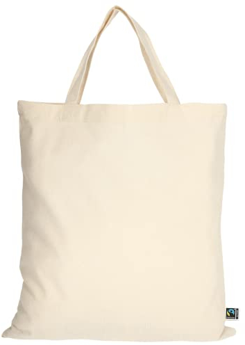 TEXXILLA 10er | 100er | 250er Pack Fairtrade Baumwolltasche - 14 Farben | mit Zwei kurzen Henkeln | 38x42cm | Jutebeutel | Einkaufstasche | unbedruckt, Farbe:Natur, Menge:10