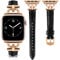 mxiixnai Leather Strap Compatible with Apple Watch Straps 41mm 40mm 42mm 38mm Women, Slim Thin Leather Replacement Strap for iWatch Bands Series 10 9 8 7 6 5 4 3 2 1 SE,Black/Rose Gold