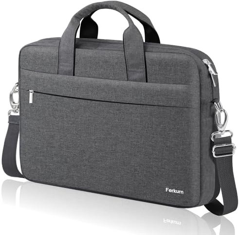 Ferkurn Laptop Bag Case for Women Men, Messenger Computer Bag Briefcase with Shoulder Compatible with Macbook Pro/Air, HP Pavilion, XPS Latitude, ASUS, Acer, Samsung, Grey, 17 17.3 Inch