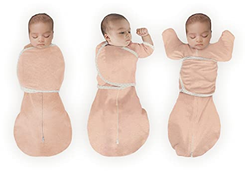 SwaddleDesigns Sacco Nanna Neonato 6-in-1 Omni, Sacco Fasciatura e Swaddle Neonato 0–3 Mesi con Maniche Braccia in Alto e Wrap Regolabile, S (2.7-6.4 kg), Heathered Peach Blush