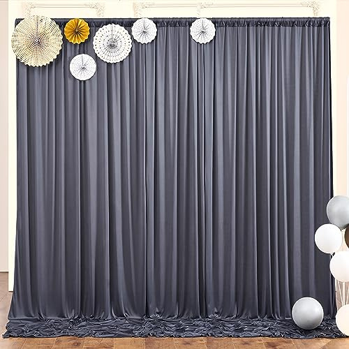 10ft x 10ft Wrinkle Free Charcoal Backdrop Curtains for Parties, Polyester Photo Backdrop Drapes 2 Panels 5x10ft for Wedding Birthday Party Photography Background