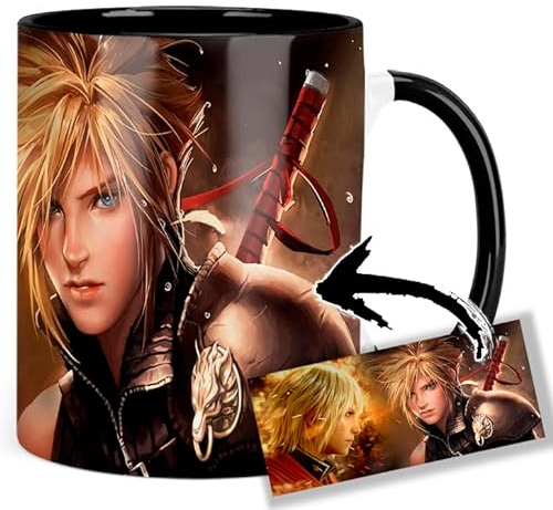 Final Fantasy Cloud Strife Tasse Innen & Henkel Schwarz Keramikbecher Mug