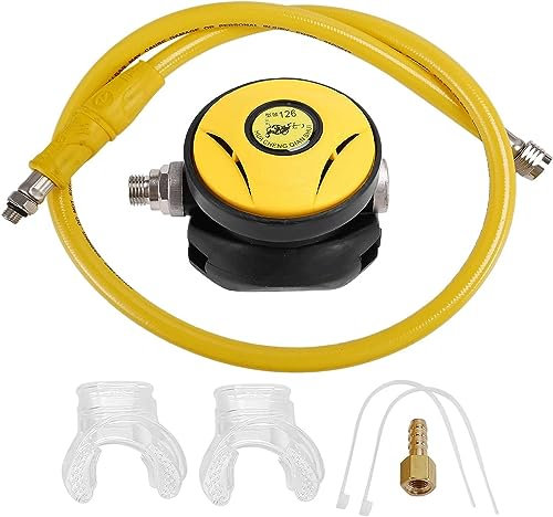 FnnEmg Tauchregler Schnorchelregler Scuba Dive Snorkel 2nd Stage Atemregler Explorer Octopus Atemregler Mundstück Schlauch Zubehör, Verhindert Ermüdung