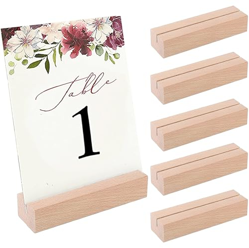 ZFKXGS 6 PCS Porte Carte Bois Porte Menu Mariage en Support Photo Numéro de Table Mémo Poste Support de Carte de Place en Bois pour Photo Champetre Dîners Fêtes à Domicile Décoration (Fente 1 mm)
