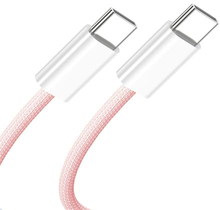 NFHK Câble de données USB-C type C mâle vers mâle PD 27 W 65 W Puissance 480 Mbps Rose pour téléphone et tablette et ordinateur portable