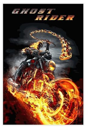 AmAzwi Ghost Rider Classic Art Poster 10 Leinwand Poster Wandkunst Dekor Druck Bild Gemälde für Wohnzimmer Schlafzimmer Dekoration Unrahmen: 20 x 30 cm