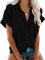 Friptspyg Women's Blouses Shirts 100% Cotton Long Sleeve Botton Down Shirts for Women UK, Black M