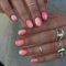 Angwis 24pcs Short Oval False Nails Orange Pink Stick on Nails Ombre Press on Nails Acrylic False Nails Removable Glue-on Nails Full Cover Fake Nails Women Brides Nail Art Accessories