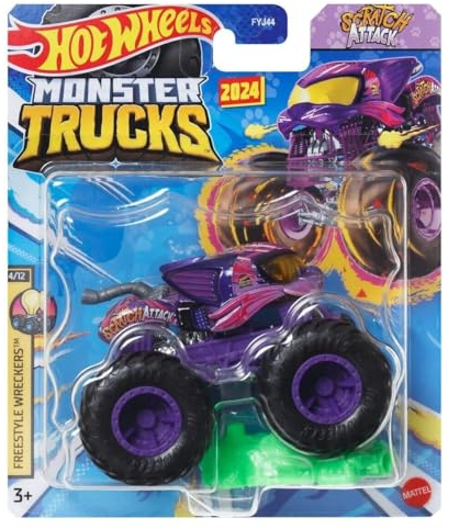 Hot Wheels Monster Trucks Neu für 2024 Maßstab 1:64 (Scratch Attack 4/12 Freestyle Wreckers)