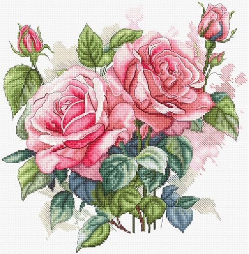 Kreuzstich Stickpackung Rosa Blüte, Zählmuster