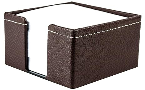 DELMON VARONE - Zettelkasten Premium Leder Soft Grain braun - Zettelbox inkl. 500 Blatt Papier, Notizklotz in Echtleder Box für Schreibtisch & Büro, Ideal zum Notieren von Gedanken, Ideen & Notizen
