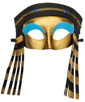 CHICTRY Kleopatra Kostüm Set Halskragen Armmanschetten Golden Gürtel Königin Halbgesichtsmaske Cosplay Karneval Halloween Fasching Verkleidung Maske One Size