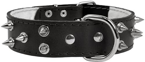 Schwarzes Lederhalsband mit Stacheln, Hundehalsband 40mm/67cm