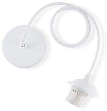 Vecys 1 Pièces E27 Porte Lampe Suspension,Câble Suspension Luminaire,Pendentif Suspendue Accessoires en Métal,Câble Réglable 100CM pour Café Magasin Chambre Bar(Blanc)
