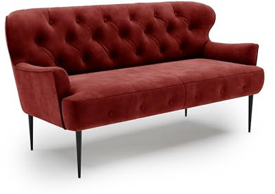 CAVADORE 2,5-Sitzer Küchensofa Amba, Trendige Sitzbank für Küche oder Esszimmer / 173 x 97 x 87 / Hochwertiges Mikrofaser: Rot