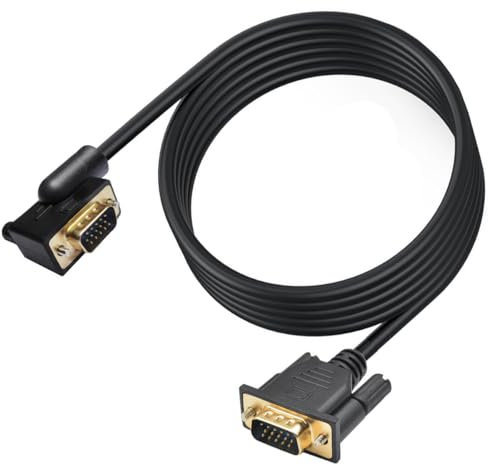 VGA-Kabel, 90-Grad-Winkel, VGA-auf-VGA-Kabel, 15-poliger VGA-Stecker auf Stecker, Computer-Monitorkabel, unterstützt 1080p-Auflösung für Laptop, Computer, PC, Projektor, Monitor, HDTV, mehr (1,5 m)