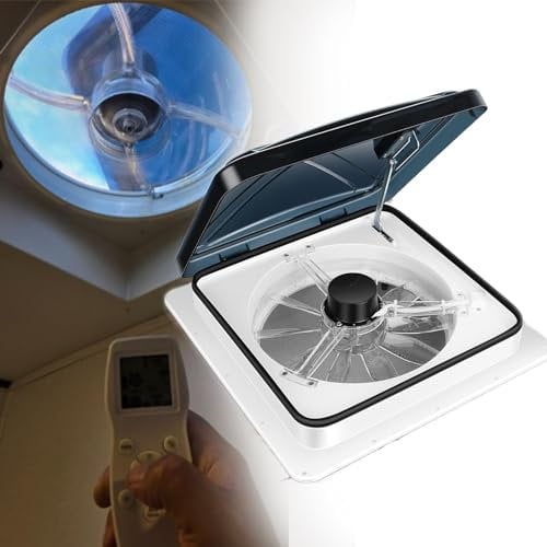 Lakenbroade Max Air Ventilation for Motorhome Roof Ventilator Reversible exhaust fan, extremely quiet continuous ventilation RV 12V remote control, with 15.7 semi-transparent