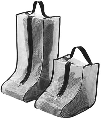 2 Set Shoe Bags - Portable Boot Storage Organizer for Tall, Short Boots - Black Shoe Protector Dust Bags for Travel and Daily Use