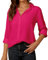 SPRING SEAON Womens Blouse Long Sleeve Chiffon V-Neck Button Down Shirt Casual Office Work Tops for Ladies Rose Red