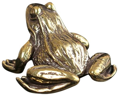 DUOLAIYUNSO Bronzefigur, 3,60 x 1,40 x 2,00 cm, Retro-Messing, massiver Frosch, Schreibtisch-Ornament, Schildkrötenstatuen für den Garten