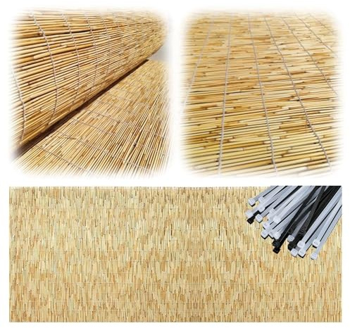 Balkon Sichtschutz Sichtschutzmatte für Gartenzaun und Terrasse Schilf Schutz Schilfrohrmattenzaun Schilfmatten Sichtschutz Wind und Wetterfest Dekoration und Privatsphäre(B1,1.4x3.0 m 4.6x9.8 ft)
