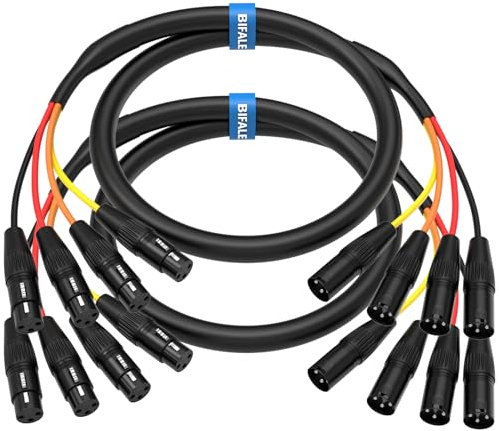 BIFALE 4-Channel XLR Snake Cable - 6.6FT 2Pack, XLR Male to Female, Balanced Audio for Live & Recording