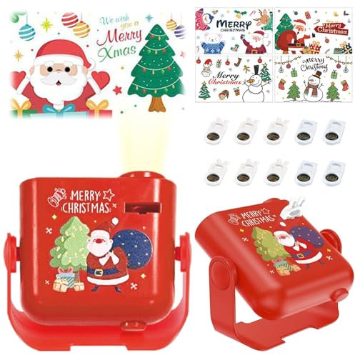 GAROMIA 2 Weihnachts Projektor Kinder Weihnachten Projektor Lampe mit 10 Muster Weihnachten Schneeflocke Projektor Geschenk Kinder für Weihnachtsdeko Innen Party Deko