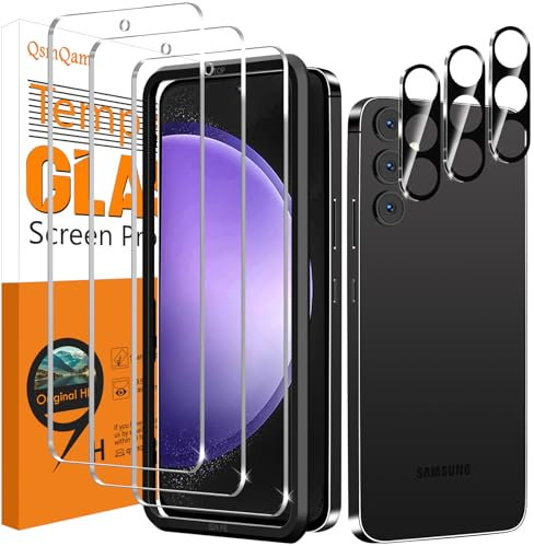 QsmQam 3 Pezzi Vetro Temperato per Samsung Galaxy S24 FE e 3 Pezzi Pellicola Fotocamera, Pellicola Prottetiva Anti Graffio, Durezza 9H, Vetro Protettivo per Samsung Galaxy S24 FE