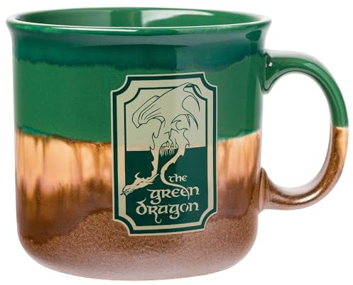 Silver Buffalo The Lord of The Rings - Taza de cerámica esmaltada reactiva con el dragón verde, 20 onzas