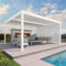 PURPLE LEAF Pergola Bioclimatique 4,8 x 3,68 m Pergola Aluminium avec Stores Enrouleurs des Deux Côtés Tonnelle de Jardin Lames Orientables Pergola Jardin Extérieur, 1 Côté Long et 1 Côté Court, Blanc
