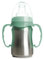THERMOBABY - Tasse En Inox Bébé Avec Anses Et Tétine Silicone - Anti-Fuites - 180 ml - Facile À Nettoyer - Durable -Idéale Pour L’Autonomie De Bébé - Vert Cactus