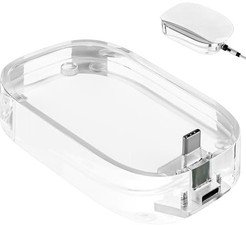GEEKRIA Mouse Charging Station, Acrylic Mouse Charging Dock, Mouse Stand, Compatible with Apple Magic Mouse (USB-C), Magic Mouse Accessorie (Transparent)