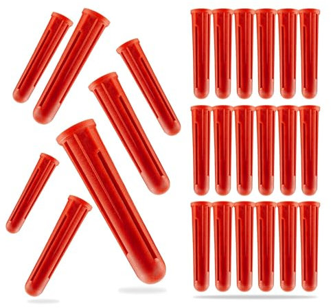 50 Pack Red Wall Plugs – Heavy-Duty Fixings for Brick, Concrete, Stone & Plasterboard – Ideal for Shelves, TV Brackets & More