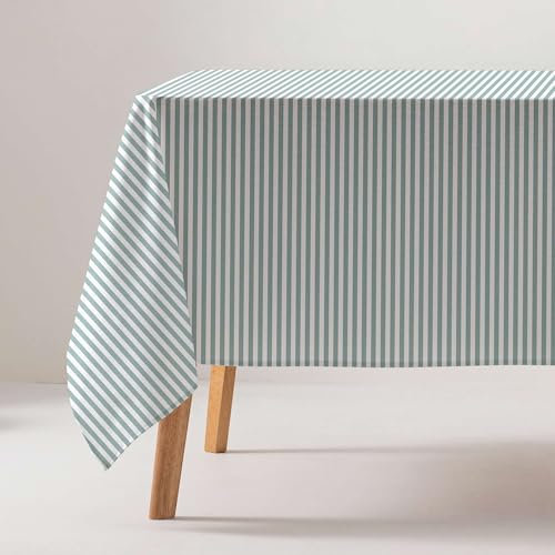 GAMUSI Tischdecke, schmutzabweisend, rechteckig, Baumwollstoff, wasserdicht, Streifen, Marineblau, 160 x 100 cm