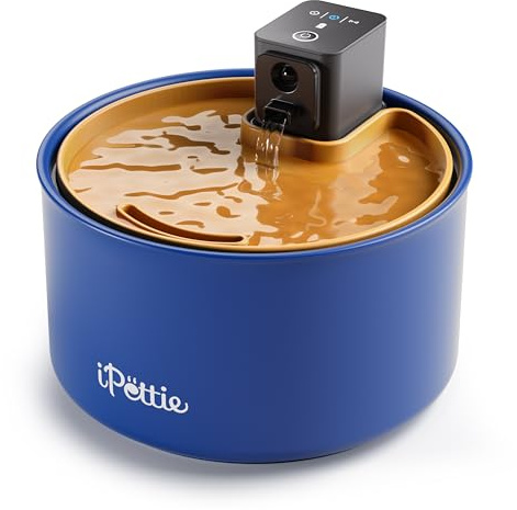 iPettie Fuente de agua de cerámica para gatos, dispensador de agua inalámbrico de 3.5 L para mascotas con 3 modos de agua, bomba ultrasilenciosa, batería recargable de 3000 mAh, cerámica sin BPA y ABS