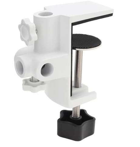 RTNLIT Morsetto per lampada da scrivania, morsetto per montaggio da tavolo in metallo con 4 fori, morsetto universale a C per luce d'ingrandimento/microfono/braccio a forbice, adatto fino a 6,3 cm di