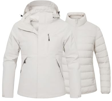 Pioneer Camp Veste d'hiver pour femme - Veste de ski 3 en 1 - Veste de snowboard pour femme - Résistante à la pluie - Hautement respirante et évacuant l'humidité - Veste intérieure doublée de coton