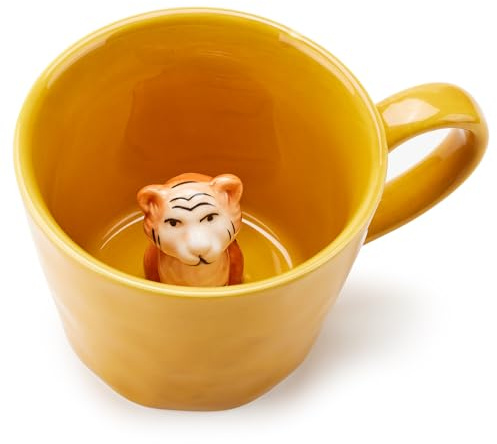 Cteahrow Keramiktasse mit 3D-Tier im Inneren, 360 ml，handgefertigte Cartoon-Figurtasse, süße Kaffeetasse mit interessantem Design,Geburtstagsgeschenk für Kaffee- und Milchteeliebhaber (Tiger)